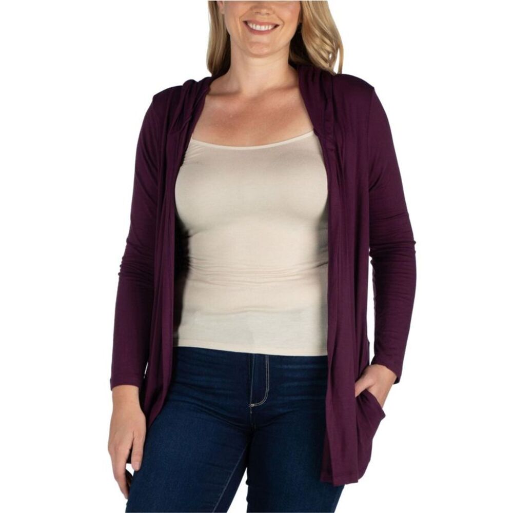 24seven Womens Plus Size Hooded Cardigan Sweater, NWT